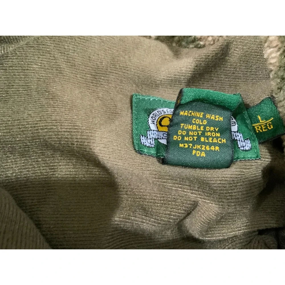 Cabelas Mens Camo Sherpa Fleece Full Zip Jacket M37JK264R Green Tan L Regular